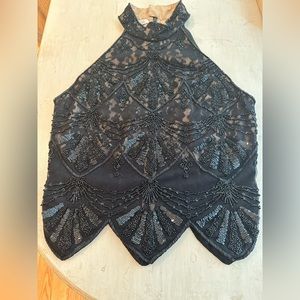 Cache Black Sequined Top sz Small